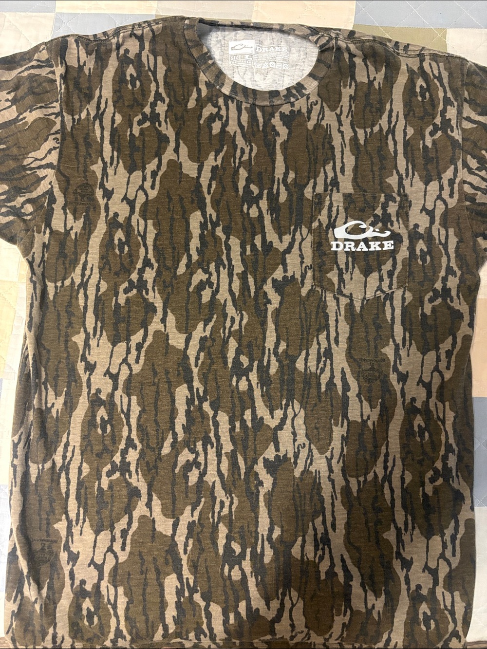 Drake Waterfowl Bottomland Camo Logo Tee